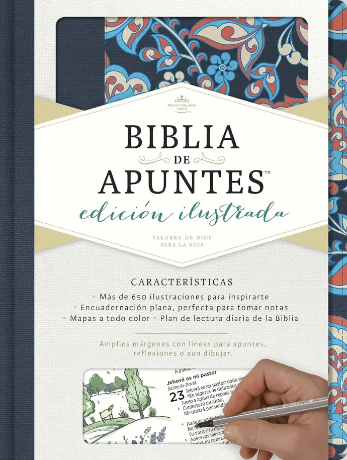 Biblia de apuntes, edición ilustrada, tela azul - RVR1960