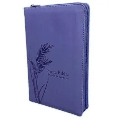 Biblia de Promesas, tamaño manual, letra grande, piel especial lavanda con zíper - RVR1960
