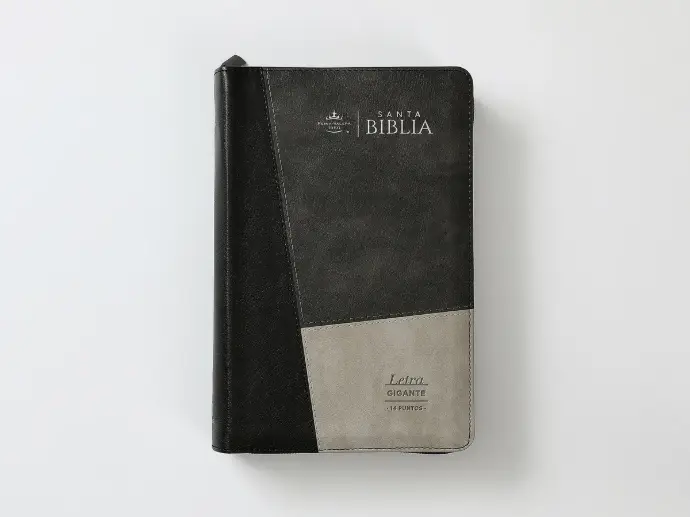 Santa Biblia, colección iconic negro/gris/gris con zíper e índice - RVR1960