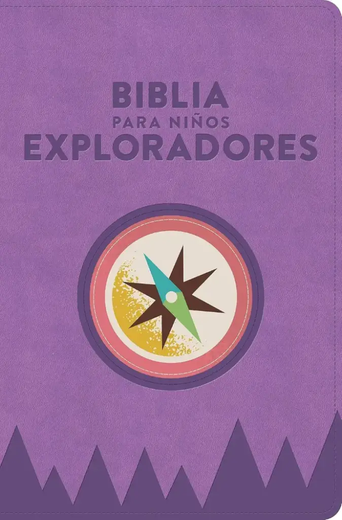 Biblia para niños exploradores, símil piel lavanda compás - RVR1960