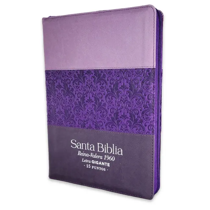 Santa Biblia, letra gigante, tricolor con zíper e índice, lila/morado/negro - RVR1960