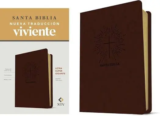 Santa Biblia, letra súper gigante, sentipiel café oscuro - NTV