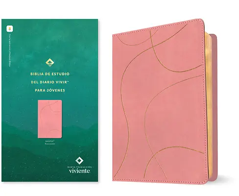 [BIBLIAS] Biblia de Estudio del Diario Vivir para jóvenes, sentipiel rosa pastel - NTV