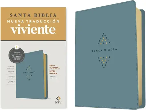 Biblia ultrafina, letra grande, sentipiel azul sereno - NTV