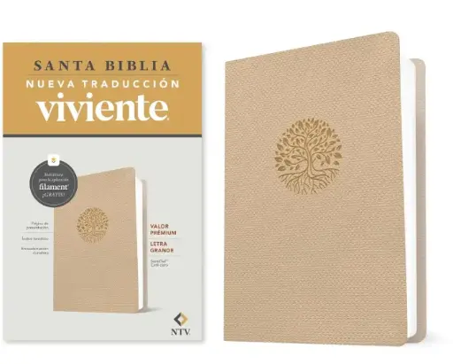Santa Biblia, valor premium, letra grande, sentipiel café claro - NTV