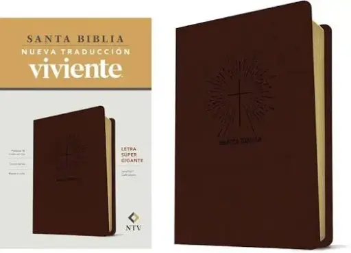 Santa Biblia, letra súper gigante, sentipiel café oscuro - NTV